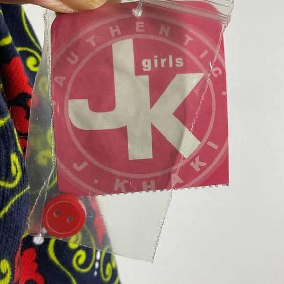 NWT J. Khaki Girls Navy Red Green Patterned Long Sleeve Dress, Medium - Picture 10 of 10